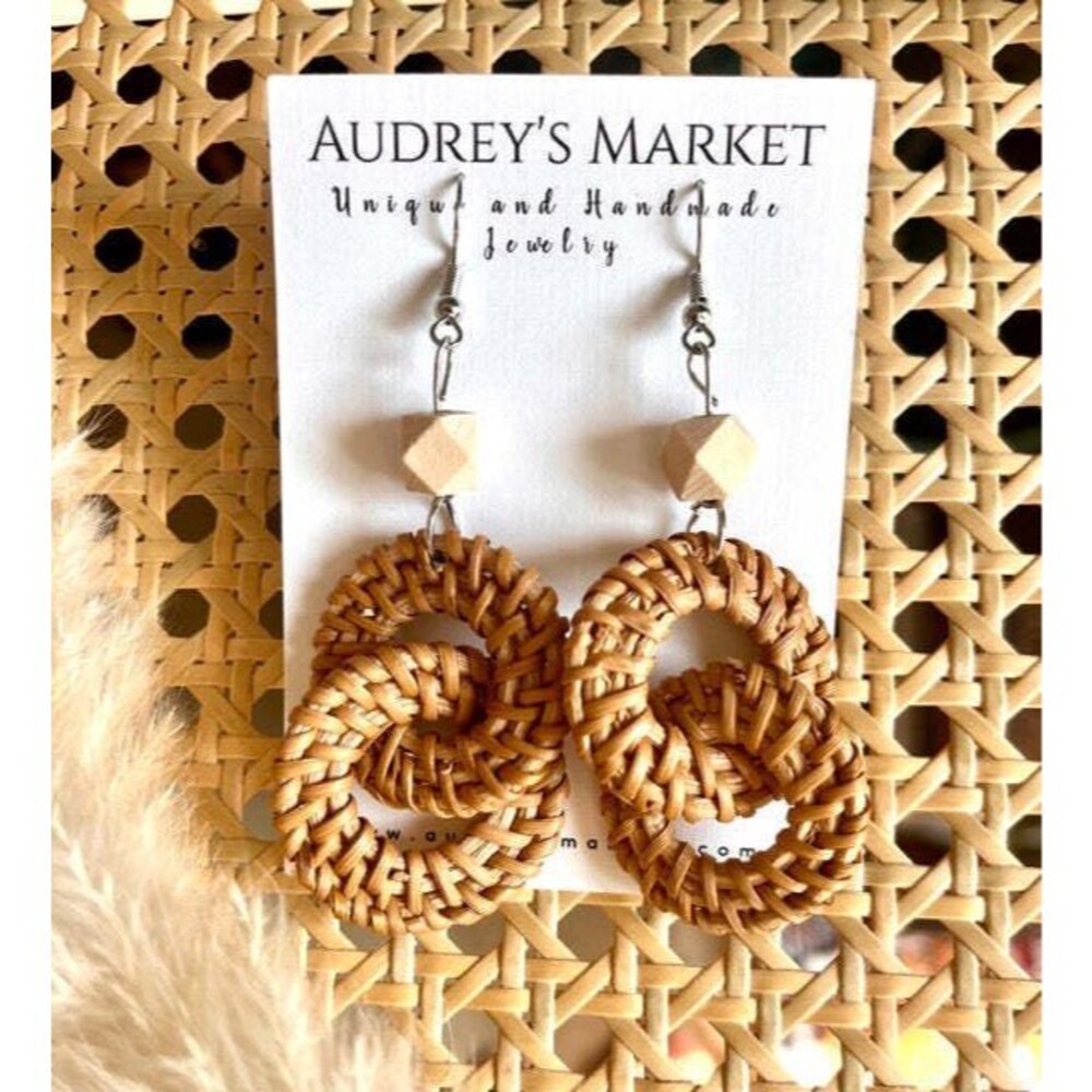 Soft Rattan Brown + Ivory Drop Dangle Earrings